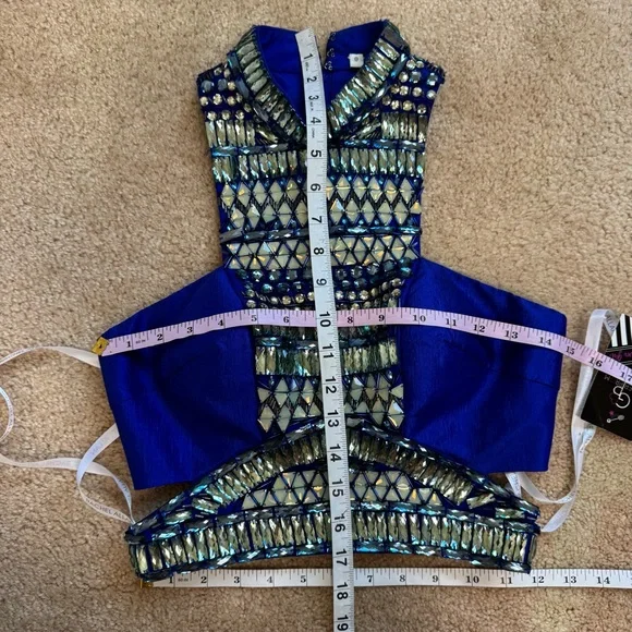 NWT Rachel Allan Beaded Two Piece Mermaid Prom Dress Sz 0 Royal Blue 7079 - Picture 6 of 13